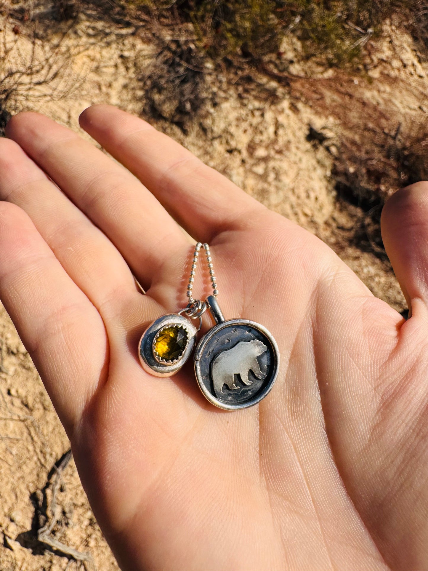 .Bear Citrine Charm Necklace