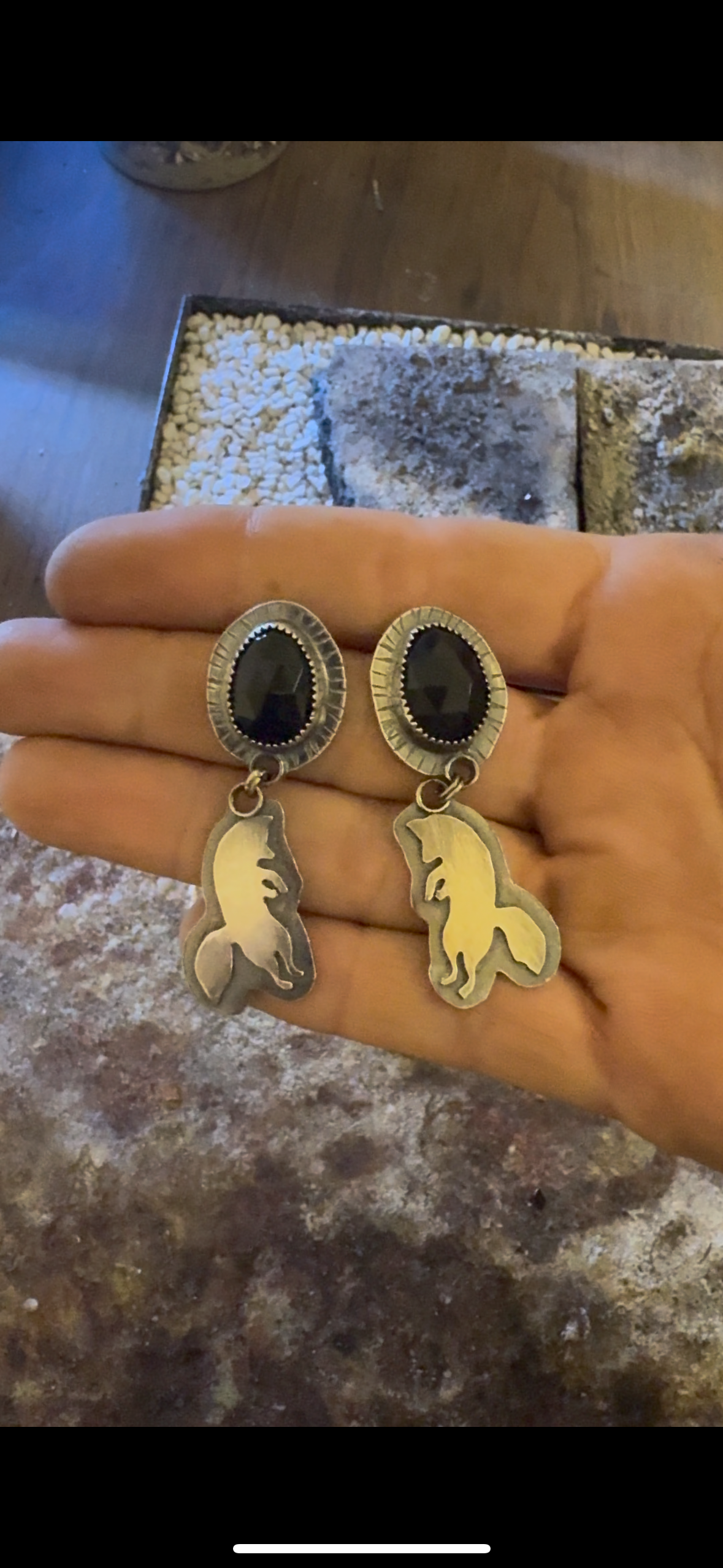 .Black Onyx Fox Earrings