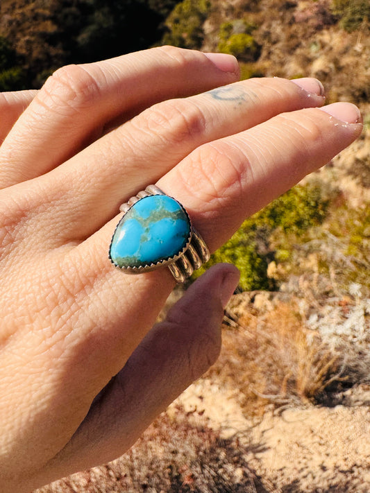 .Double Band Blue Turquoise Ring