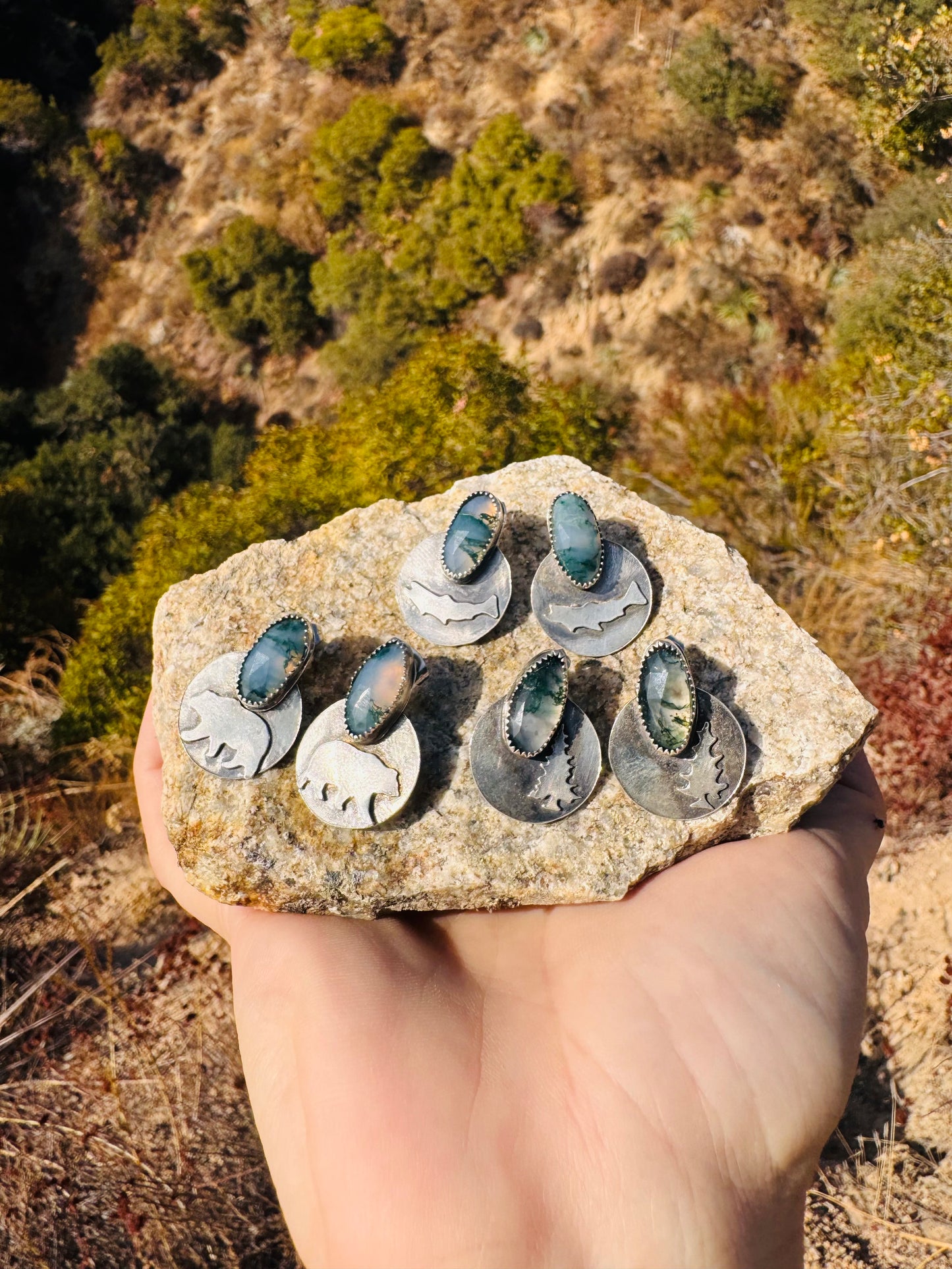 .Moss Agate Post Earrings