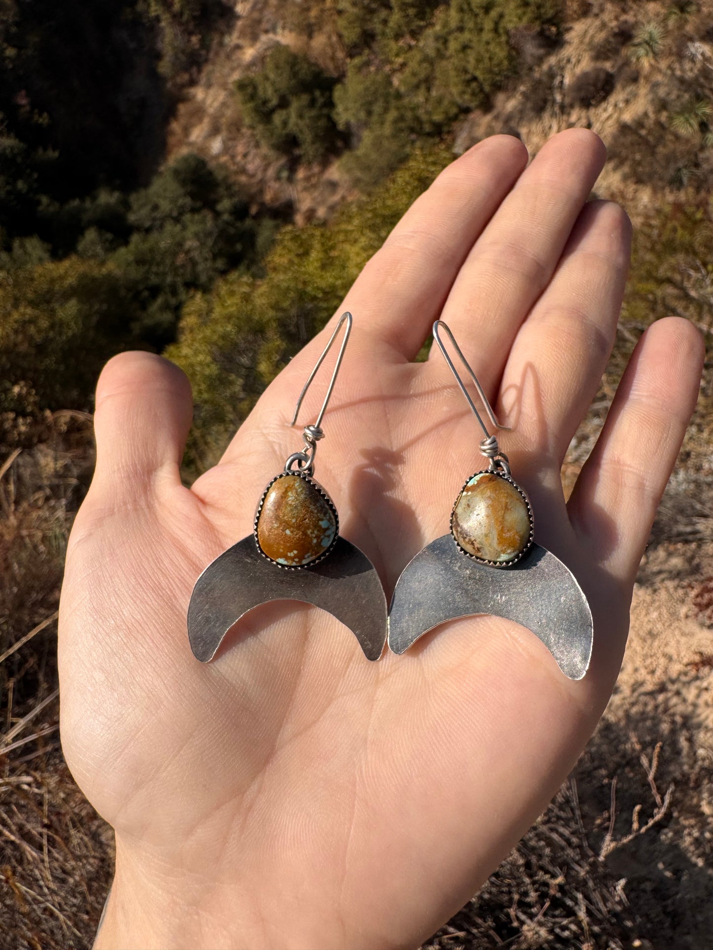 .Half Moon Royston Turquoise Earrings