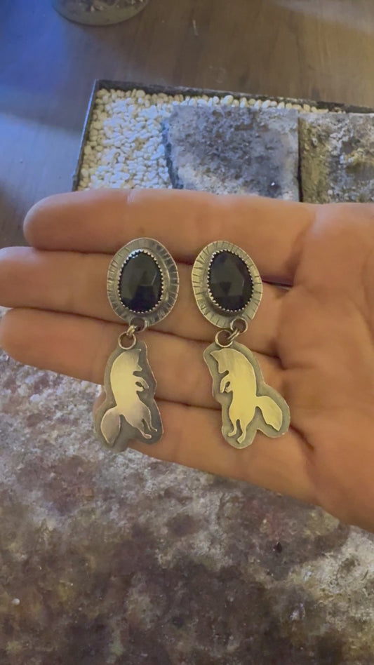 .Black Onyx Fox Earrings